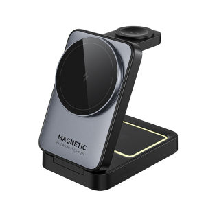 3-in-1 foldable wireless charger desktop stand 15W fast charging station suitable for iPhone 17 16 Pro Max Air iWatch