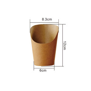 100pcs 14oz Kraft Paper Fries Cup Holder Egg Waffle Paper Cup Disposable Kraft Paper Cup