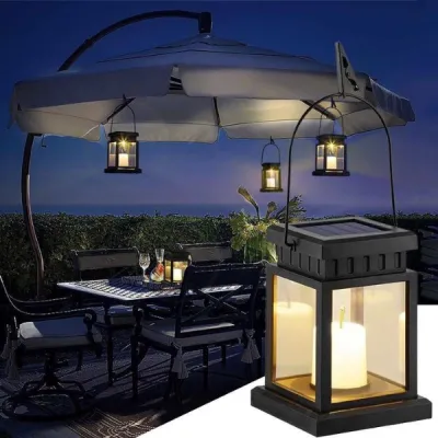 ไฟโซล่าเซลล์ รูปทรงตะเกียง candle light ไฟแสงเทียน ไฟพลังงานแสงอาทิตย์ โซล่าเซลล์ Solar light 1 LED โคมไฟวินเทจ