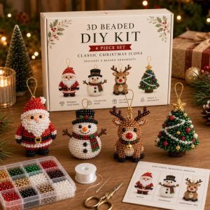 KIDS COY Snowman Elk Christmas Pearl Art Craft Kit Dog Cat Santa Claus 3D Beaded Craft Kit Christmas Theme Animals Christmas Decoration Home Decor