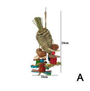 🇸🇬 Parrot Chew Toy: Natural Wooden Blocks with Nuts Loofah Carambola and Pine Cones Enrichment Toy