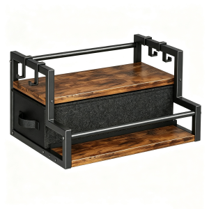 2 Tier Kitchen Organizer Countertop Spice Shelf Coffee Storage Rack Mug Rack Coffee Pod Drawer Coffee Bar Storage Box with Drawers and Hooks
