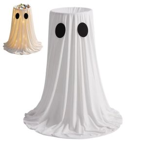 HAPP Standing Halloween Glowing Ghost Treat Bucket Luminous Height-adjustable Halloween Ornament Creative Reusable Ghost Candy Bowl Outdoor