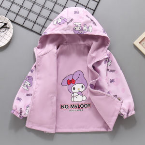 Christmas gifts Halloween Kawaii Sanrio Spring and Autumn New Girls Hoodie My Melody Childrens Cartoon Printed Two Sided Sweet Fashion Windbreaker Coat