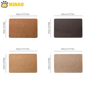 【N2HAO】 1pcs Light Luxury Solid Leather Placemat Coffee Brown PU Table Mat Waterproof Oilproof Heat-Insulated Plate Bowl Pad Table Decor