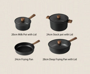 CAROTE Ice Cream Non Stick Frying Pan kitchen cookware set 7 pieces pan wok pot panInduction Gas stove