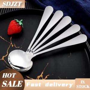 SDJZT Muỗng Cà Phê thép không gỉ đầu tròn dài xử lý kem khuấy tráng miệng Mật ong trộn muỗng Nhà Bếp Bộ đồ ăn trang trí