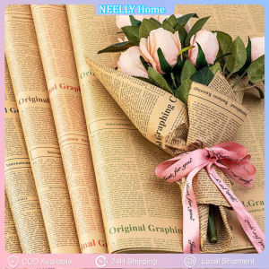 10PCS Vintage English Newspaper Kraft Paper Brown Kraft Outer Wrapping Paper For Gifts Packaging Flower Wrapping Paper