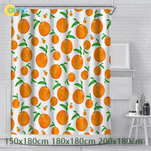 OEING Creative Fresh Fruit Orange Apple Art Shower Curtain Waterproof Bathroom Decor Summer Polyerster Hanging Bath Curtains with Hook