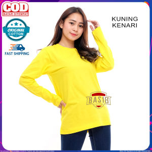 BAS18 CLOTHING - Kaos Polos Lengan Panjang Distro Katun Combed 30s Kuning Kenari
