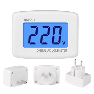 DM55-1 Vôn Kế Kỹ Thuật Số AC 80-300V Vôn Kế Phích Cắm Chuẩn Mỹ Vôn Kế Kiểm Tra Điện Áp Ổ Cắm Đồng Hồ Đo Điện Áp Màn Hình LCD 110V-220V
