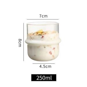 LoviRa 250ml Oat Cup Breakfast Glass Cup Transparent Milk Cup Fruit Salad Bowls