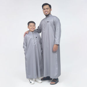 KHOIRUMMAH Jubah Khalifah Couple - Gamis Ayah Dan Anak - Jubah Polos Lengan Panjang - White