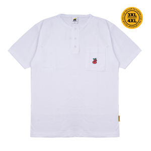 House of Smith Kaos Henley Pria Lengan Pendek - Tomatoes Pocket Regular Henley White - T Shirt Short Henley