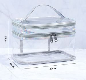 Cosmetic Bag Makeup Bag Cosmetic Organizer Travel Cosmetic Pouch Waterproof Double Layered Compartments Travel Essential Case Woman Makeup Bag