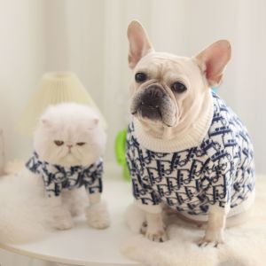 DY Loving Dog Clothes Fashion Brand Di or Logo Pattern Knitted Sweater for Dog Cat Shih Tzu