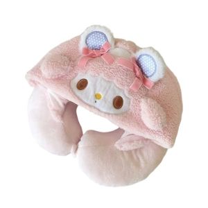 Cute Cartoon My Melody My Pompompurin Hoodie U Neck Pillow Travel Portable Airplane Pillow Cervical Pillow U Pillow