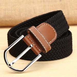 Eason Mall COD European Mens Fashion Belt Hot-Selling Casual Woven Elastic Plain Weave Jeans
