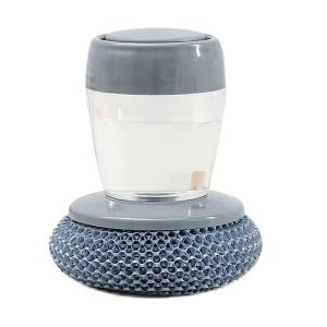 Press-type PET Sponge Brush with Soap Dispenser Palm Dishwashing Scrubber Cleaning Brushes for Kitchen Pot Pan Sink Cooktop Stovetop Scrubbing Tools