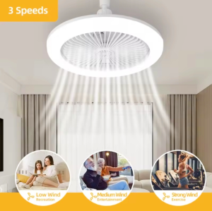 Mini Fan Lamp Led Ceiling Fan With Light and Remote Modern 3 Color Dimming Room Hotel Desk E27 360 Rotating