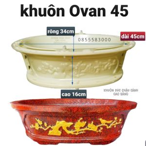 khuôn chậu ovan 45*34*18. khuôn chậu ABS có lòng trong
