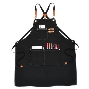 MEEDEN Painting Apron for Men Women: Adjustable Cross Back Waterproof Polyester Canvas Art Apron with 3 Pockets - Artist Apron for Acrylic Oil & Watercolor Painting Gardening Cooking - Black