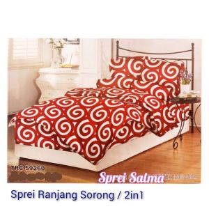 Sprei Katun Kasur Double Two In One Ranjang Sorong Kasur Susun Ukuran 120 Sprei Home Made Corak Motif Spiral Merah