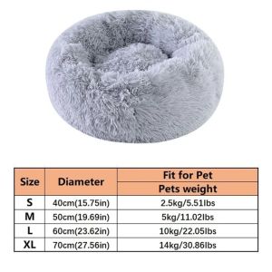 ZENO Plush Warm Pet Cat Bed Pad Soft Faux Fur Dog Calm Bed Donut Round Sleeping Bed for Small Dog and Cat
