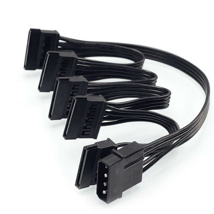 4Pin IDE to 5-Port Power Supply Cable 4Pin Molex to Multi SATA