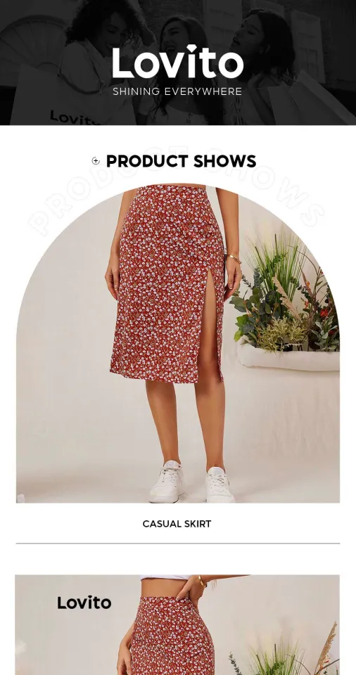 Casual floral cheap midi skirt