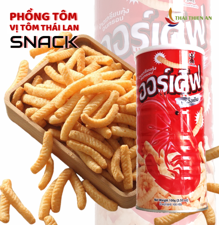 Bánh phồng tôm que vị tôm ODERVE Thái Lan 100gr - lon - snack phồng tôm ...