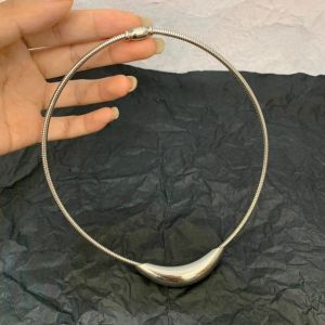 Elegant Titanium Steel Curved Tube Necklace with Geometric Pendant - Fashionable Versatile Jewelry