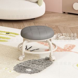 Ghế tròn xoay bệt có bánh xe đa năng xoay 360 độ đệm ghế da PU êm ái bền bỉ chống nước bám bẩn màu sắc sang trọng