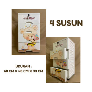 CS Lemari Plastik Susun Bear 4 Dan 5 Tingkat Tempat Penyimpanan Laci Multifungsi Lemari Pakaian Anak Ada Kunci Storage Box