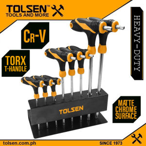 Tolsen 8Pcs Torx T-Handle Star Allen Hex Key Screwdriver Set w/ Stand (T10/T15/T20/T25/T30/T40/T45/T50) 20063