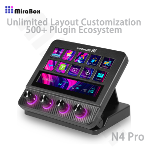 MiraBox N4 Pro Stream Deck Controller Elgato Alternative 10 Programmable LCD Keys with 500+ Plugins for Streaming/Editing