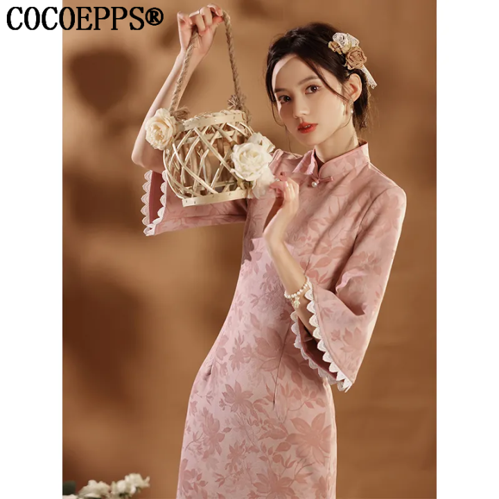 COCOEPPS dresses for women cheongsam 2024 旗袍连衣裙改良2024 The New Pink ...