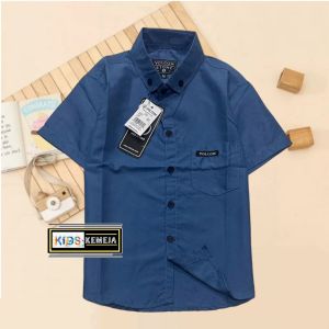 VIRAL Baju kemeja anak laki laki usia 1-14 tahun  motip polos lengan pendek