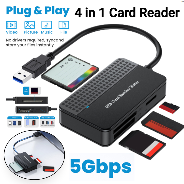 USB 3.0 Type C 4 in 1 Card Reader 5Gbps Memory Smart Card Reader SD TF ...