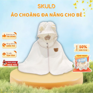 Áo choàng IQ Kao Chất liệu xô Đũi nhăn Đa năng Chống nắng tránh gió đi tiêm KÈM KÍNH CHẮN Cho bé 3 -14kg vải thoáng mát