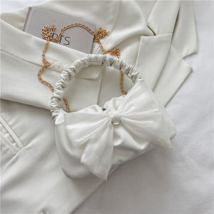 NALLCHEER กระเป๋าสะพายผญ กระเป๋าถือ กระเป๋าผู้หญิงใหม่กระเป๋าสะพายไหล่แฟชั่นกระเป๋าสะพายข้างกระเป๋าขนาดเล็กประดับโบว์กระเป๋าถือหวานแว๋ว