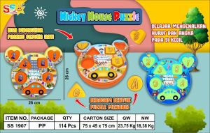 Mainan Edukasi Anak Mickey Mouse Puzzle Ada Motif Huruf dan Angka