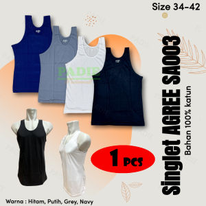 PADIe - 1 PCS Kaos Dalam/Singlet/Tanktop/Kutung Pria Laki-laki AGREE SG-SA003 PREMIUM Bahan 100% Katun Size 34-42