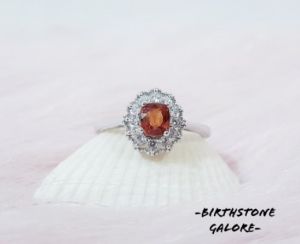 Natural Spinel S925 adjustable ring/orange spinel/gift/S925 silver ring/gemstone/birthstone/cincin spinel/spinel