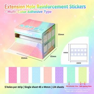 GORGE 126 Sheets Ngọc trai óng ánh Miếng dán gia cố lỗ Thú cưng 5 lỗ loại rời Nhãn gia cố trang Rõ ràng ra Nhãn mở rộng lỗ cho giấy rời Sổ kế hoạch