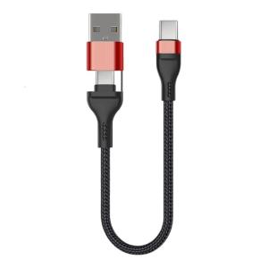 35cm Braided Short Cable 60W USB+USB C to Type C Fast Charging Data Cord for Power Case Camera Mobile Phone Accessories