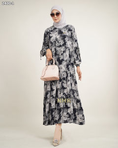 NMR Midi Dress Rayon Viscose Kerut Vol 2400-1
