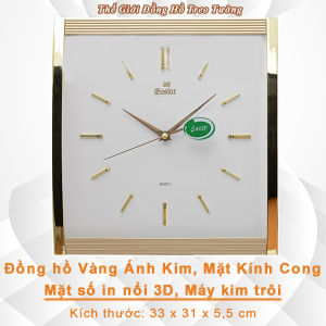 Đồng hồ Treo tường EASTAR KIM TRÔI Cao Cấp Chữ Nhật Mặt Kính Cong Màu Ánh Kim – Số Nổi 3D – Bảo Hành 1 Năm – Tặng pin Maxell