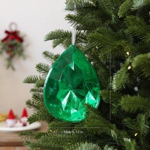 OOC Transparent Gemstone Christmas Pendants DIY Shining Christmas Tree Ornaments Winter Decorations Exquisite Xmas Tree Hanging Pendant New Year Decor