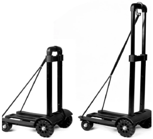 Folding Luggage Cart Light Aluminum Collapsible Portable Fold Up Hand Trolley With Wheels & Bungee Cord | Heavy Duty Travel Shopping Moving Cart for Grocery Luggage Boxes Office Use Compact Easy Storage SG Seller